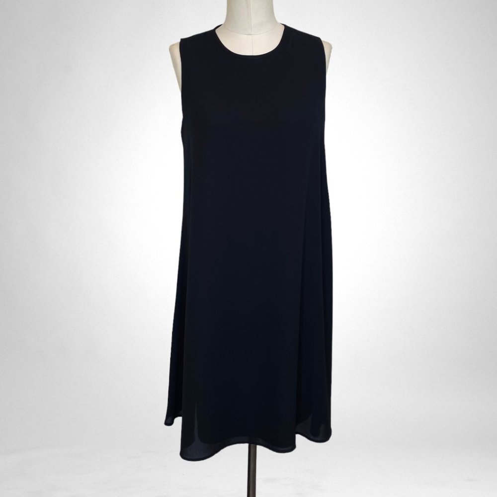 NWT Size 8 Joseph Ribkoff Black Sleeveless Chiffon Swing Dress 182246